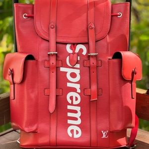 CLEAN LOUIS VUITTON Supreme Epi Christopher PM Backpack Leather Red